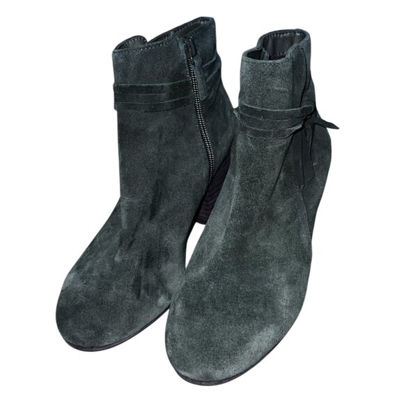 Violet & Red Jenna Ankle Boots With Leather Upper & Stacked Heel Size 6  Green - Picture 9 of 16